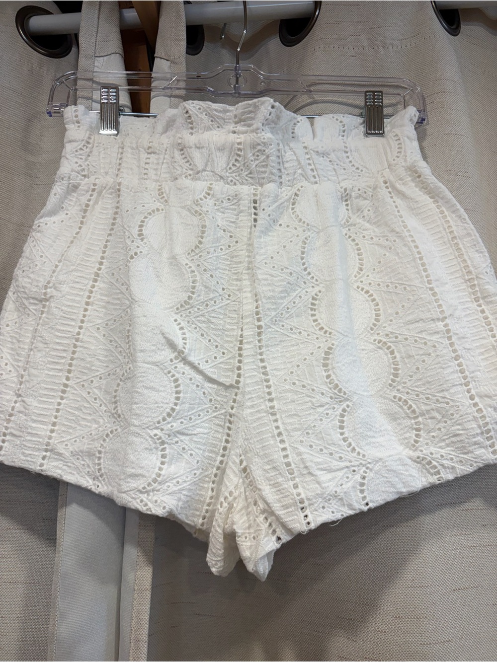 Acoa White Eyelet Tie-Waist Shorts - Picture 6 of 8
